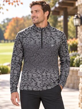 Peter Millar Men’s Camo Performance Jacket Quarter-Zip Pullover M Golf